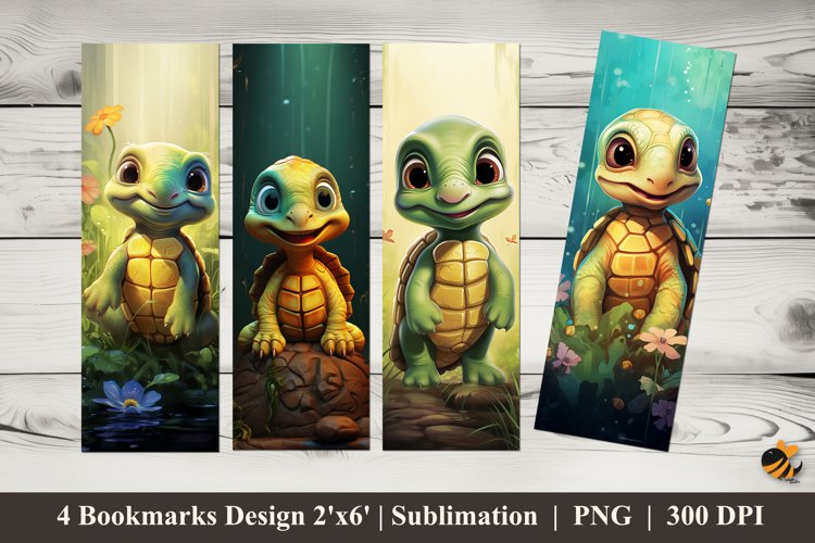 Super Cute Turtle Bookmarks Sublimation Design