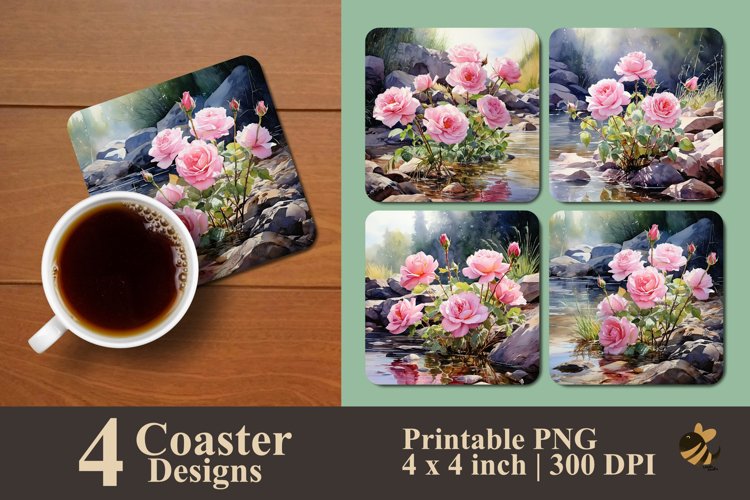 Wild Flower Coaster Sublimation Designs example image 1