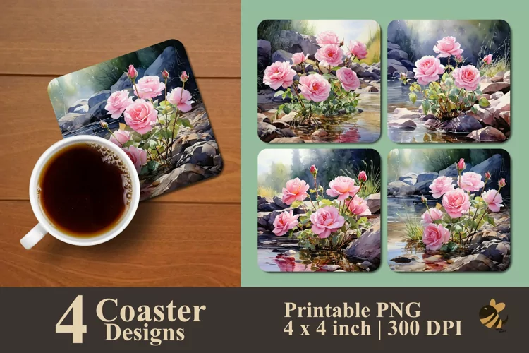 Wild Flower Coaster Sublimation Designs
