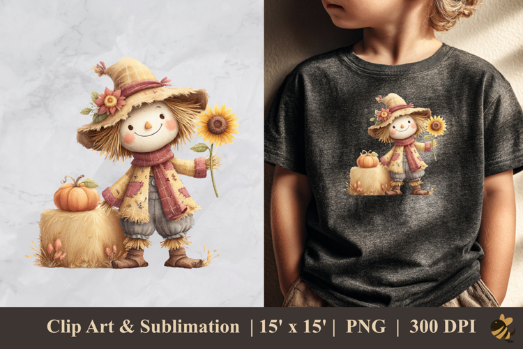 Whimsical Scarecrow DTF Sublimation Clipart Design 1