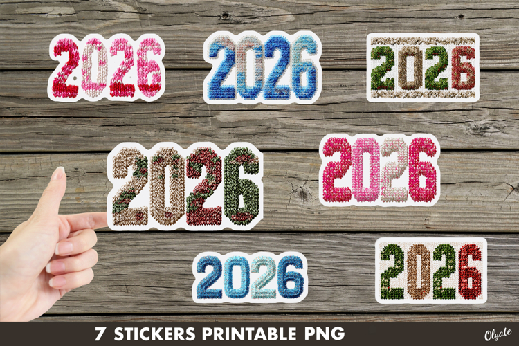 2026 Stickers PNG, New Year Stickers Printable