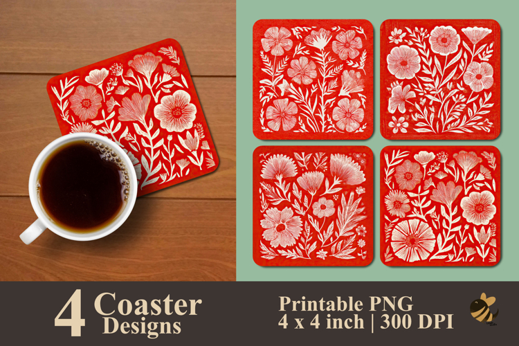 Bloom Rouge Coaster Sublimation Design