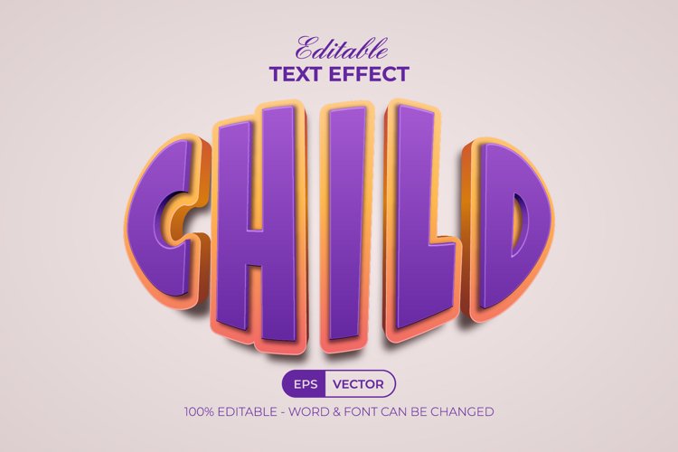 3D Text Effect Child Style