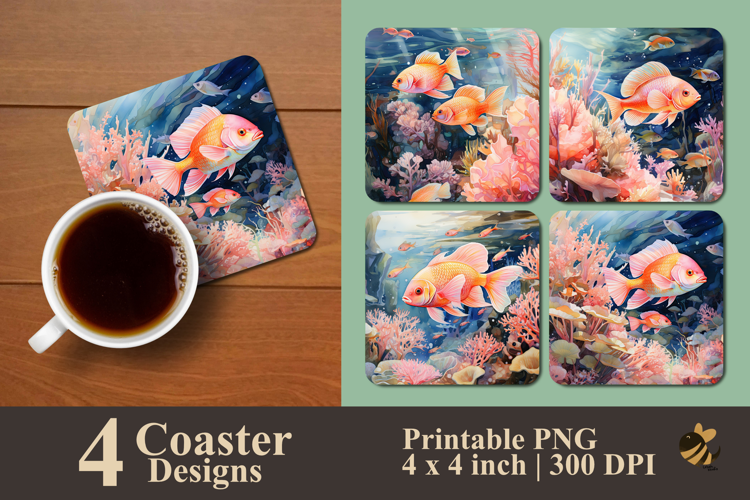 Anthias Sunset Reef Coaster Sublimation Design