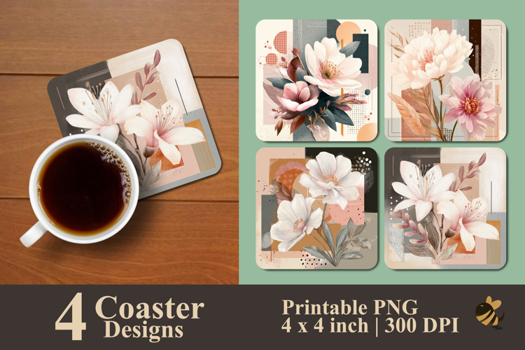 Modern Flower Coaster Sublimation Design