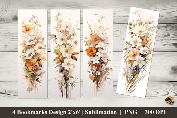 Little Flower Bookmarks Sublimation Design example image 1