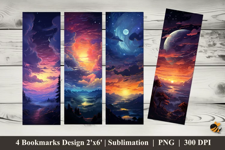 Celestial Splendor Bookmarks Sublimation Design