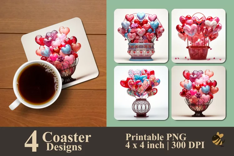 Unique Love Coaster Sublimation Designs