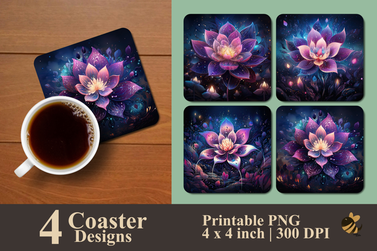 Celestial Flower Cosmic Coaster Sublimation Design