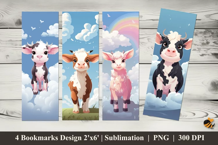 Mountain Cow Bookmarks Sublimation Design