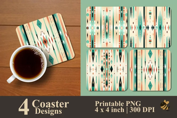 Tribal Pattern Coaster Sublimation Designs