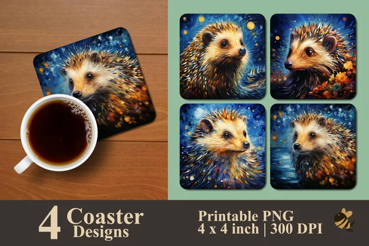 Hedgehog Abstract Coaster Sublimation Designs