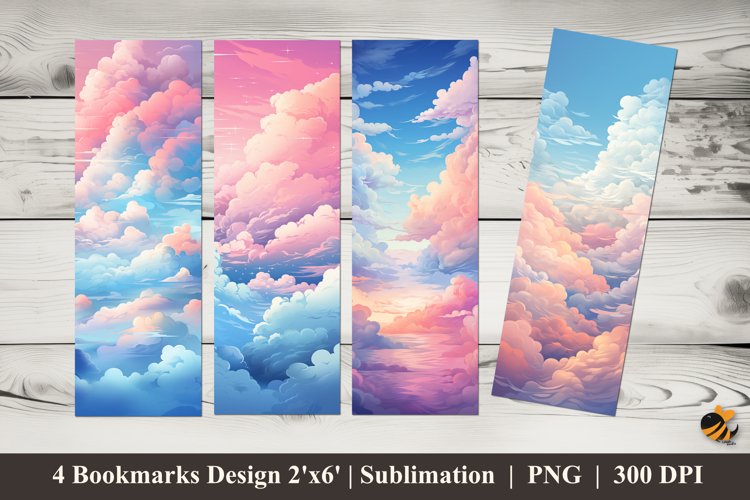 Pastel Sky Bookmarks Sublimation Design example image 1