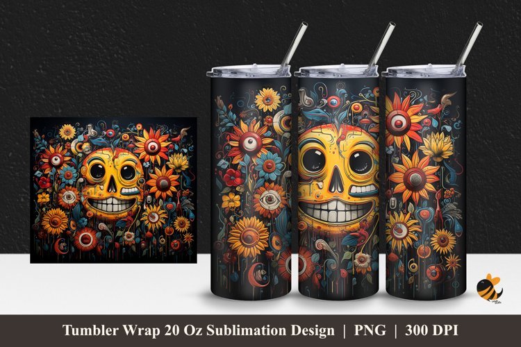 Doodles Colorful Tumbler Wrap Sublimation Design 1 example image 1