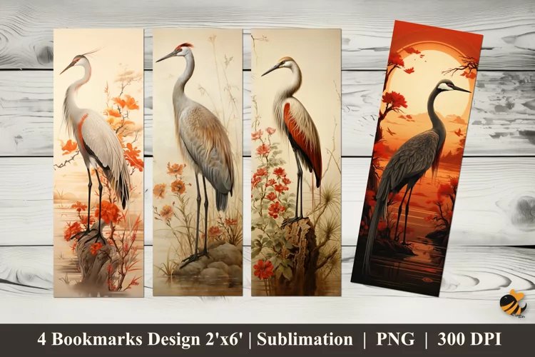 Elegant Stork Bookmarks Sublimation Design