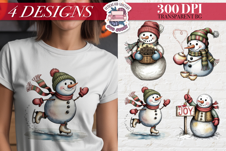 Funny Christmas Snowman Clipart Sublimation 4 PNG