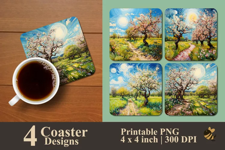 Blooming Garden Coaster Sublimation Designs