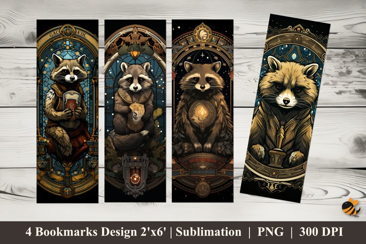 Raccoon King Bookmarks Sublimation Design example image 1