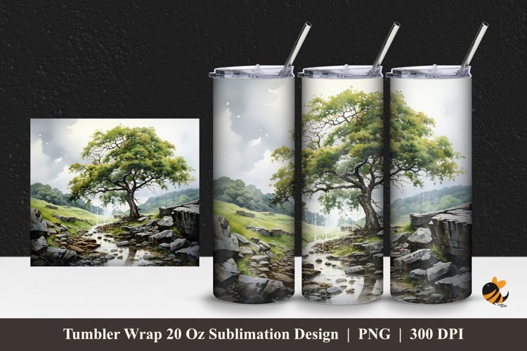 Natural Tropical Tumbler Wrap Sublimation Design 1