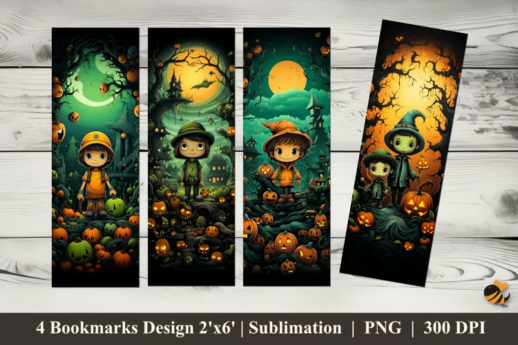 Halloween Kid Bookmarks Sublimation Design