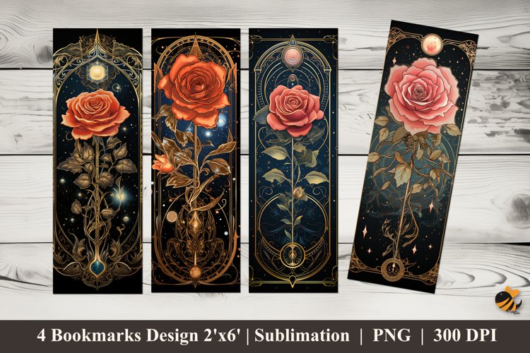 Antique Rose Bookmarks Sublimation Design example image 1