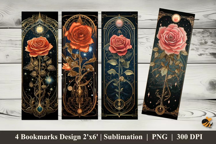 Antique Rose Bookmarks Sublimation Design