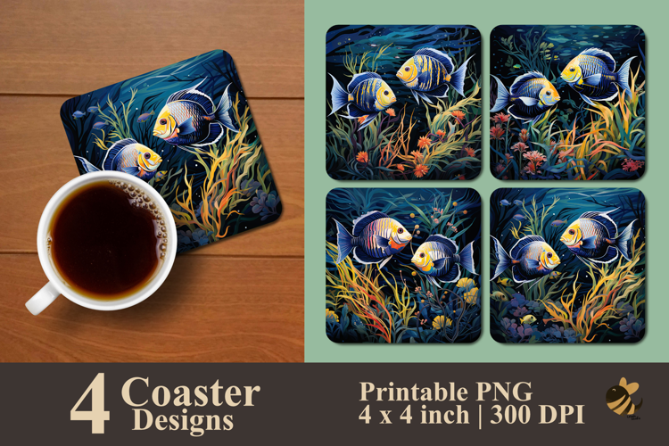 Deep Sea Fish Coaster Sublimation Design