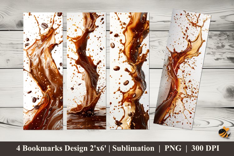 Coffee Splash Bookmarks Sublimation Design example image 1