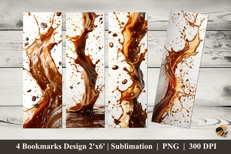 Coffee Splash Bookmarks Sublimation Design