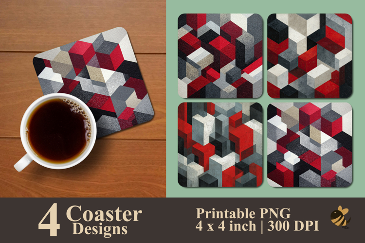 Geometric Pattern Coaster Sublimation Design