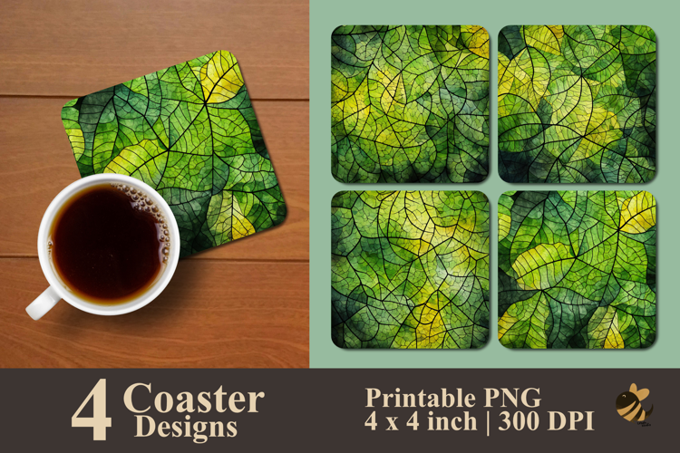 Watercolor Leave Textured Coaster Sublimation Design