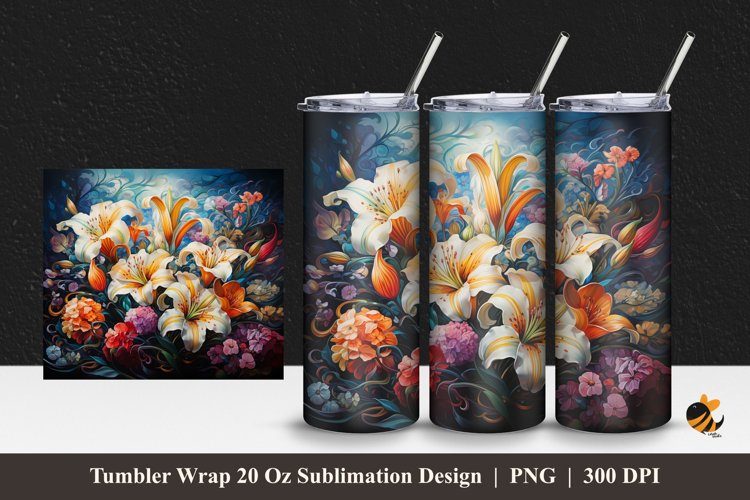 Flower Beauty Tumbler Wrap Sublimation Design 1