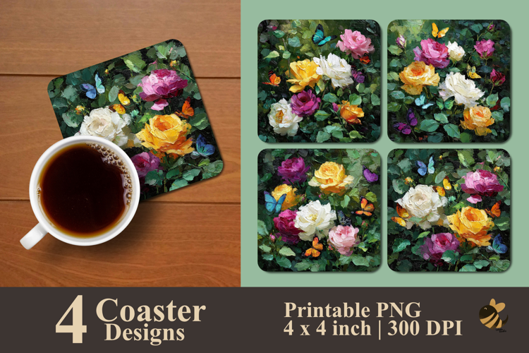 Butterfly Bloom Symphony Coaster Sublimation Design