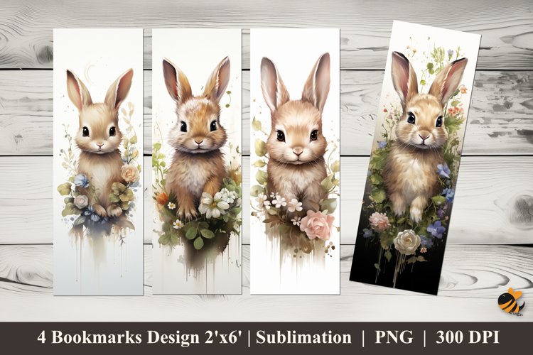 Sweet Baby Bunny Bookmarks Sublimation Design example image 1