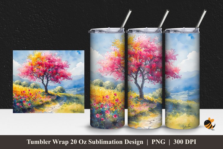 Beautiful Bushes Tumbler Wrap Sublimation Design 1