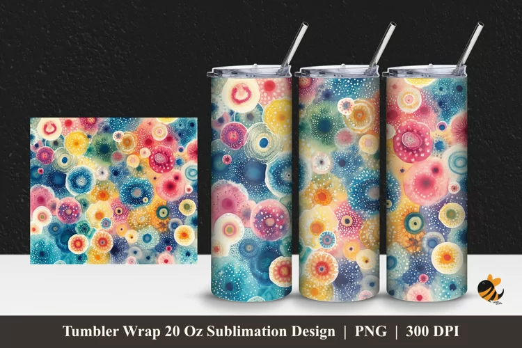 Watercolor Cells Tumbler Wrap Sublimation Design 1