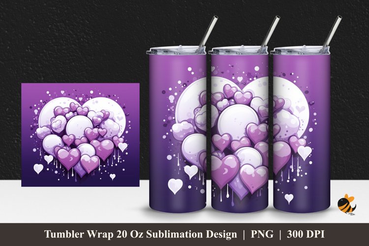 Purple Love Tumbler Wrap Sublimation Design 1 example image 1