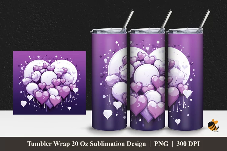 Purple Love Tumbler Wrap Sublimation Design 1