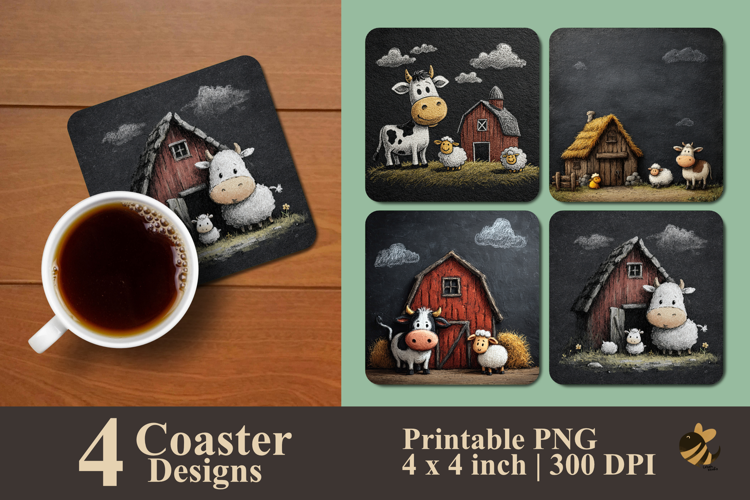 Chalky Farm Life Coaster Sublimation Design