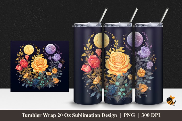 Beautiful Flower Tumbler Wrap Sublimation Design 1 example image 1