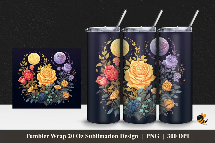 Beautiful Flower Tumbler Wrap Sublimation Design 1