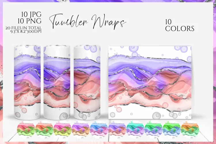 Alcohol Ink Bubbles |Tumbler Wrap 10 colours
