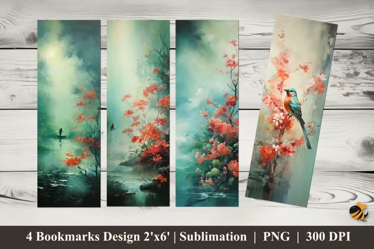 Misty Lake Bookmarks Sublimation Design