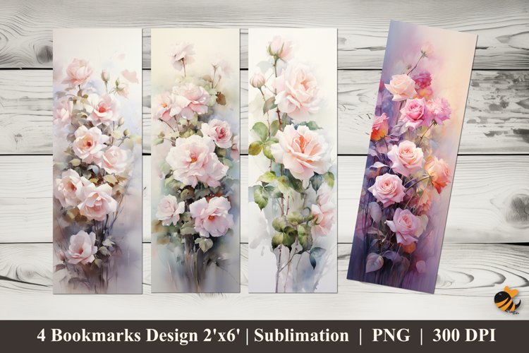 Rose in Soft Bookmarks Sublimation Design