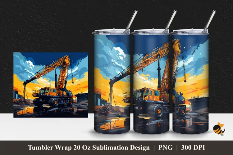 Heavy Crane Tumbler Wrap Sublimation Design 1