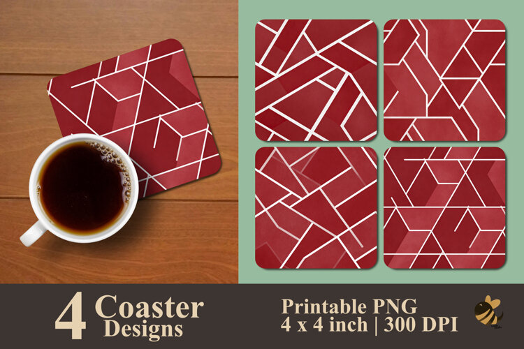 Flat Geometric Line Coaster Sublimation Design example image 1