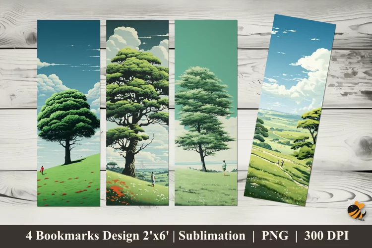 Natural Green Tree Bookmarks Sublimation Design