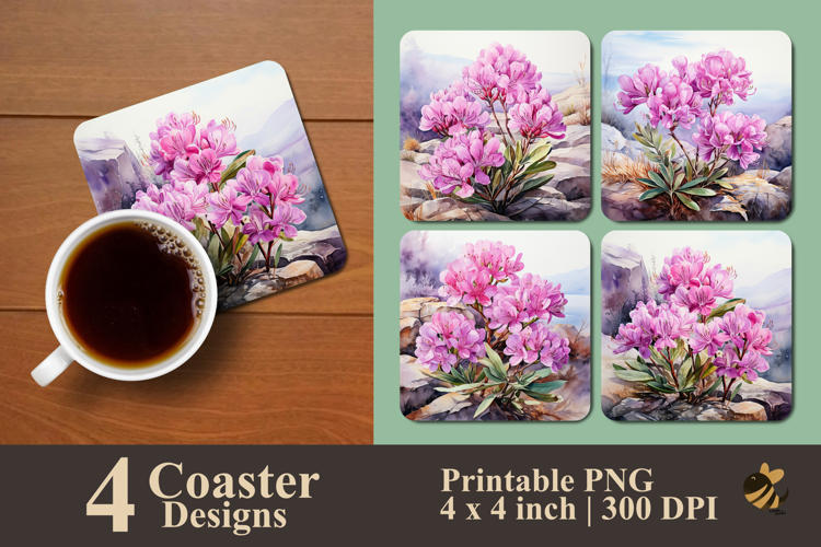 Daphne Flowers Coaster Sublimation Design