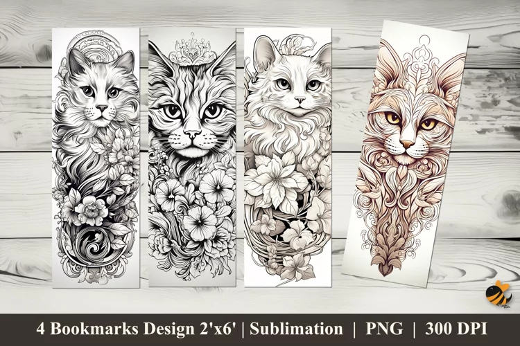 Cat Tattoos Bookmarks Sublimation Design
