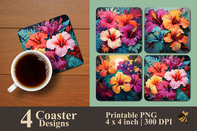 Tropical Bloom Coaster Sublimation Design